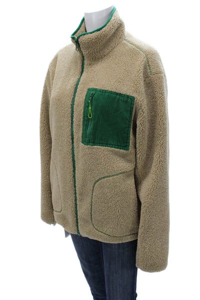 Zara Womens Basic Jacket Beige Zip Polyester Long Sleeve Size S