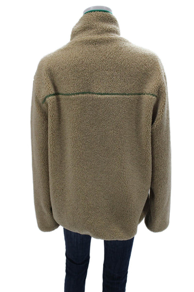 Zara Womens Basic Jacket Beige Zip Polyester Long Sleeve Size S