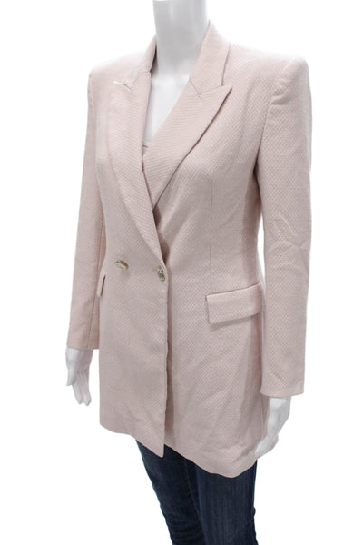 Zara Women Pink Blazer Long Sleeve Button Closure Polyester Size S
