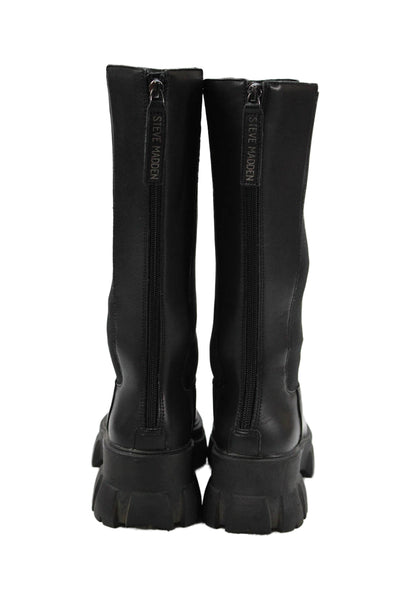 Steve Madden Womens Back Zip Block Heel Platform Knee High Boots Black Size 6