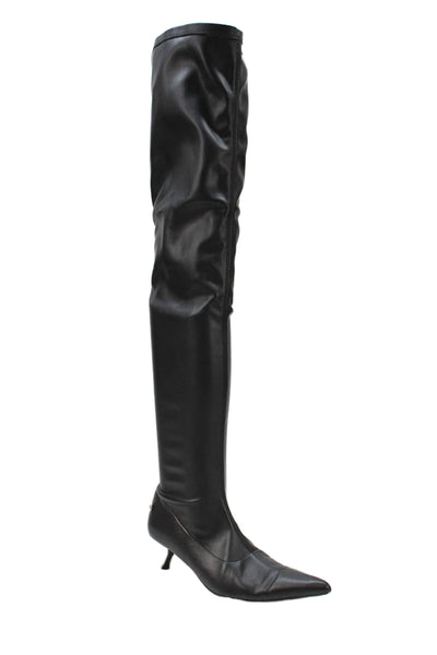 Anine Bing Womens Slip On Kitten Heel Pointed Toe Knee High Boots Black Size 38