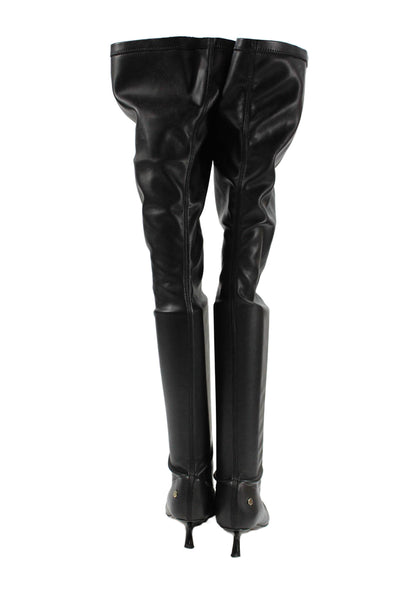 Anine Bing Womens Slip On Kitten Heel Pointed Toe Knee High Boots Black Size 38