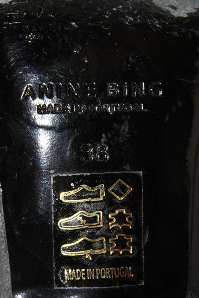 Anine Bing Womens Slip On Kitten Heel Pointed Toe Knee High Boots Black Size 38