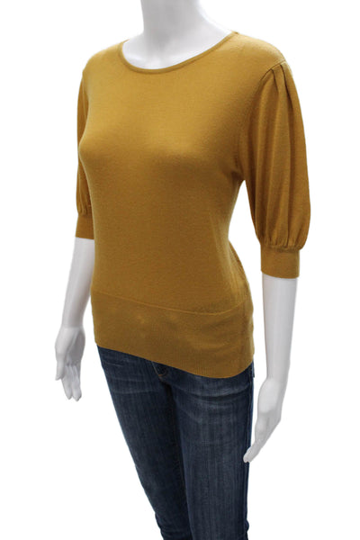 Maac Womens Pullover Boat Neck 3/4 Sleeve Yellow Polyester Size S