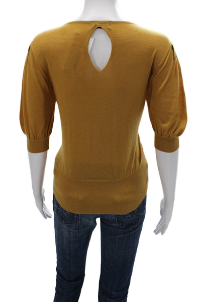 Maac Womens Pullover Boat Neck 3/4 Sleeve Yellow Polyester Size S