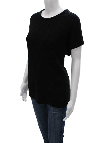 Eileen Fisher Womens Basic Sleeveless Black Crew Neck T-Shirt Size L