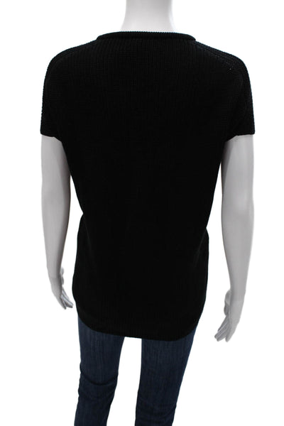 Eileen Fisher Womens Basic Sleeveless Black Crew Neck T-Shirt Size L