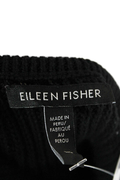 Eileen Fisher Womens Basic Sleeveless Black Crew Neck T-Shirt Size L