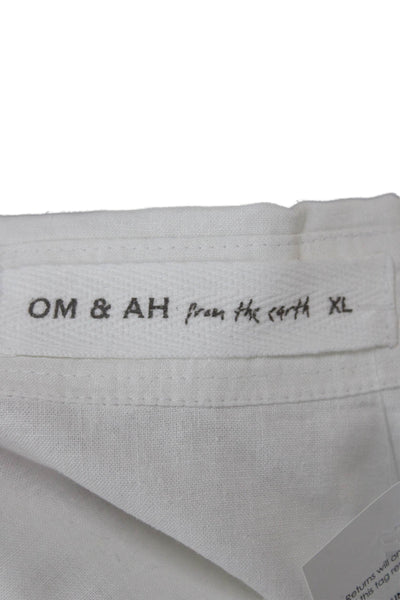Om & Ah Women Basic Button-Up Cotton Blend Collared Long Sleeve White Size XL