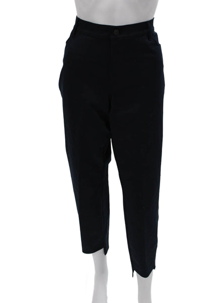 Lafayette 148 New York Womens Cropped Pants Blue Cotton Blend Button Size 14