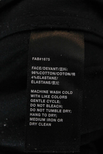 Lafayette 148 New York Womens Cropped Pants Blue Cotton Blend Button Size 14