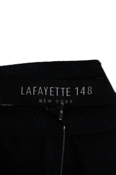Lafayette 148 New York Womens Cropped Pants Blue Cotton Blend Button Size 14