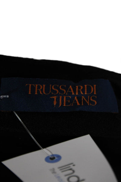 Trussardi Women Wrap Dress Black Viscose Long Sleeve V-Neck Midi Size 48