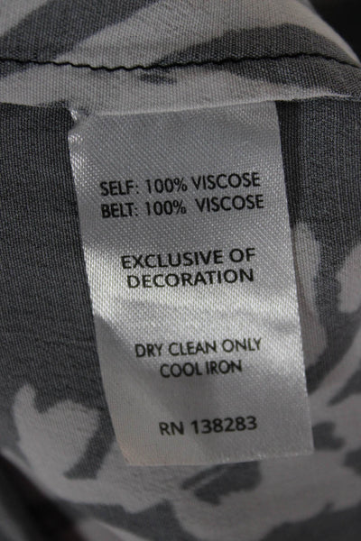 Figue Womens Maxi Dress Black Floral Viscose Long Sleeve Collared Size L