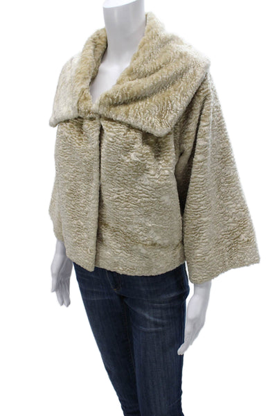Bill Blass Womens Basic Jacket Ivory 3/4 Sleeve Hook & Eye Size 8
