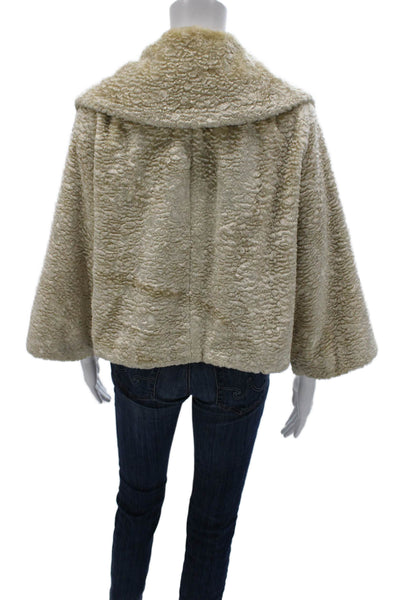 Bill Blass Womens Basic Jacket Ivory 3/4 Sleeve Hook & Eye Size 8