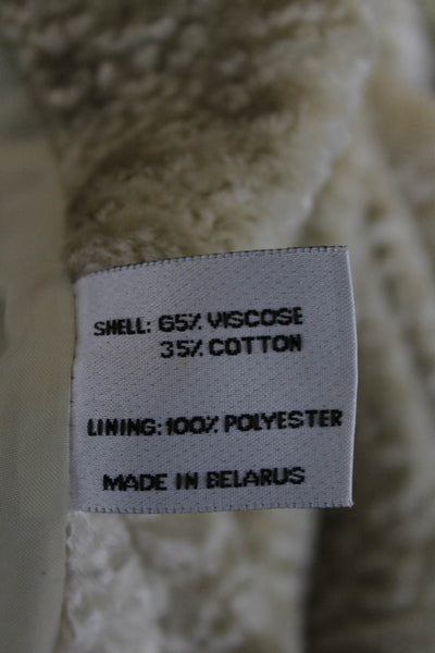Bill Blass Womens Basic Jacket Ivory 3/4 Sleeve Hook & Eye Size 8