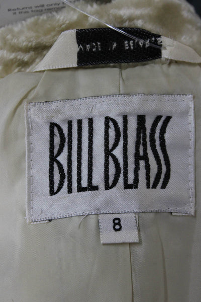 Bill Blass Womens Basic Jacket Ivory 3/4 Sleeve Hook & Eye Size 8