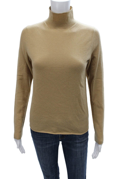 Vince Womens Beige Cashmere Wool Pullover Turtleneck Long Sleeve Size S