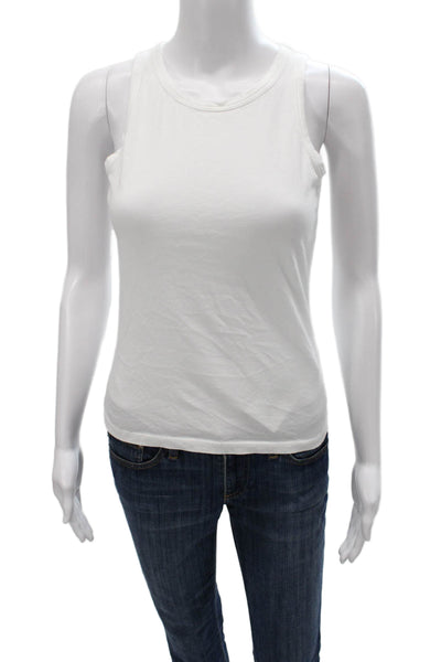 Leallo Womens Racerback Tank White Cotton Sleeveless Top Size S