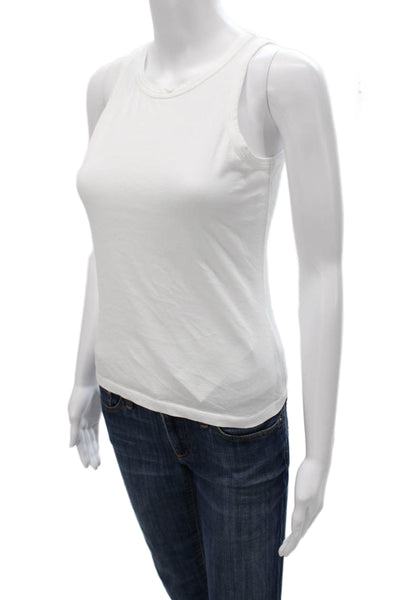 Leallo Womens Racerback Tank White Cotton Sleeveless Top Size S