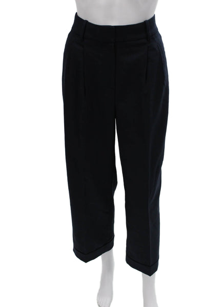 J Crew Womens Solid Blue Polyester Dress Pants Zip Size 4P