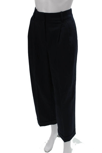 J Crew Womens Solid Blue Polyester Dress Pants Zip Size 4P