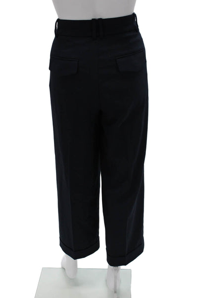 J Crew Womens Solid Blue Polyester Dress Pants Zip Size 4P