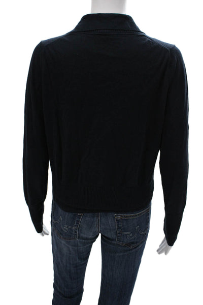 Vince Women Collared Sweater Blue Cotton Blend Long Sleeve Petite Size S
