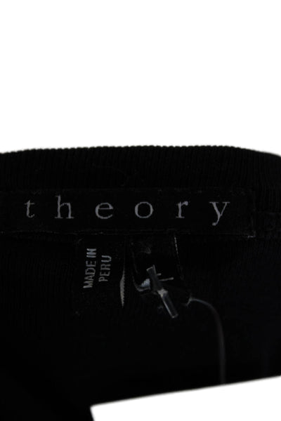 Theory Womens Basic Crew Neck Black Cotton Long Sleeve T-Shirt Size L