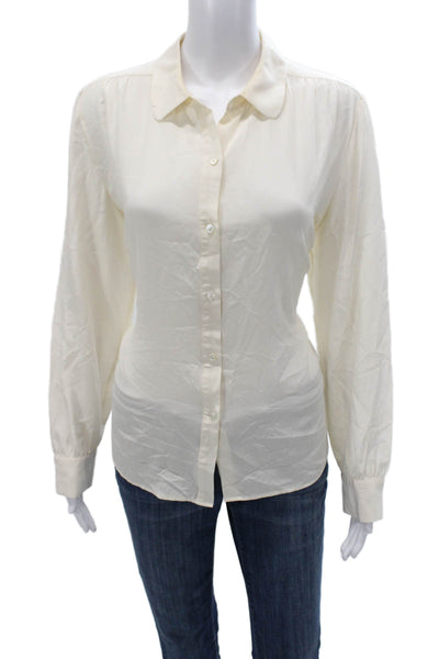 Nili Lotan Womens Silk Collared Button Long Sleeve Basic Blouse Size XL