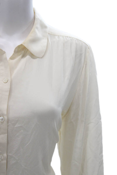 Nili Lotan Womens Silk Collared Button Long Sleeve Basic Blouse Size XL
