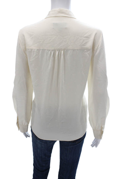 Nili Lotan Womens Silk Collared Button Long Sleeve Basic Blouse Size XL