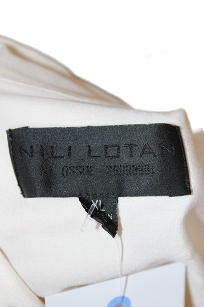 Nili Lotan Womens Silk Collared Button Long Sleeve Basic Blouse Size XL