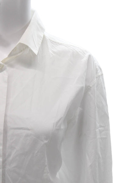 Row Women Basic Cotton Collared Button-Up Blouse White Long Sleeve Size 10