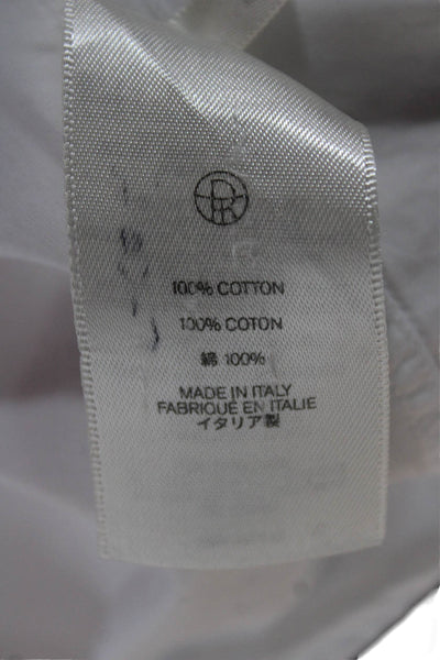 Row Women Basic Cotton Collared Button-Up Blouse White Long Sleeve Size 10