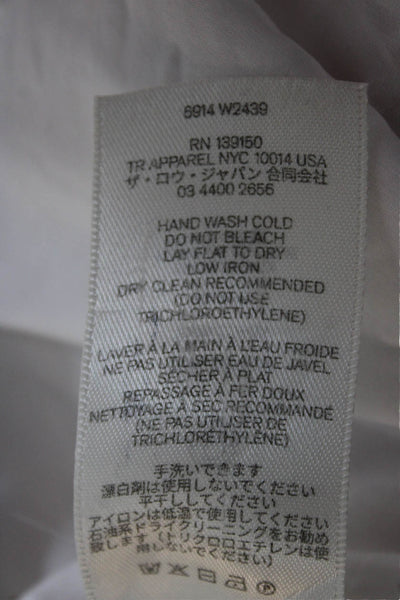 Row Women Basic Cotton Collared Button-Up Blouse White Long Sleeve Size 10