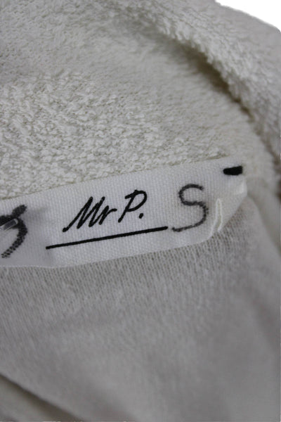 Mr. P Mens Button Up Collared Short Sleeve Ivory Cotton Resort Shirt Size M