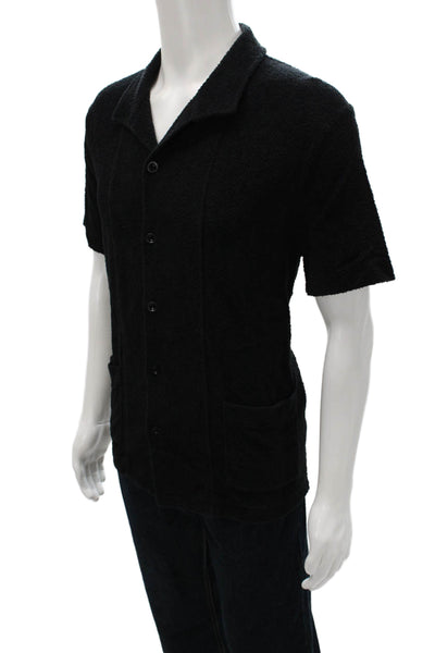 Mr. P Mens Button Up Collared Short Sleeve Cotton Solid Shirt Size M