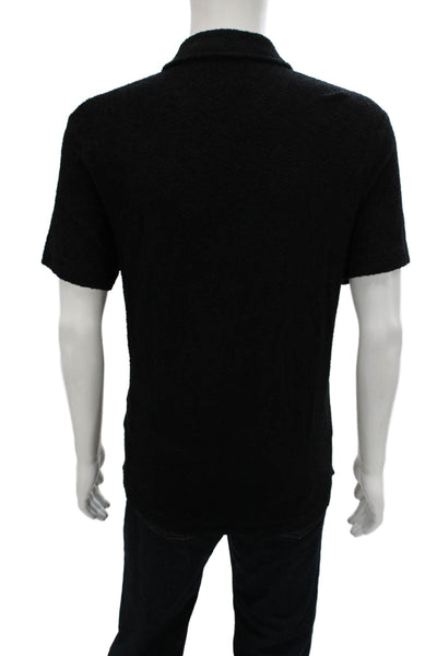 Mr. P Mens Button Up Collared Short Sleeve Cotton Solid Shirt Size M