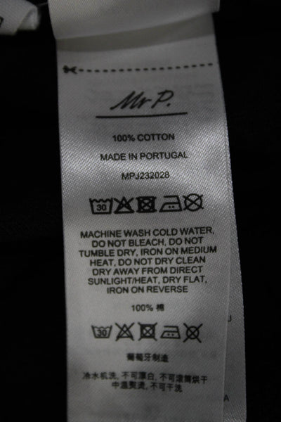 Mr. P Mens Button Up Collared Short Sleeve Cotton Solid Shirt Size M