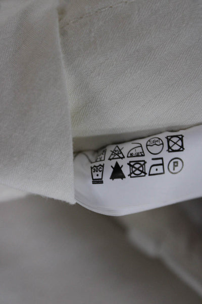Zara Womens Cropped Cotton Pants White Zip 26in Size 40
