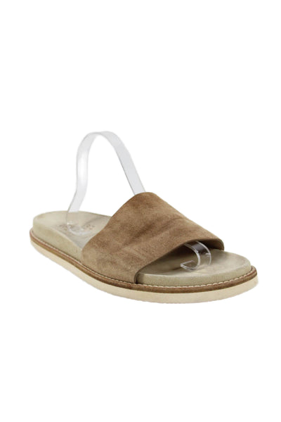 Brunello Cucinelli Mens Suede Slide On Sandals Brown Size 44 11