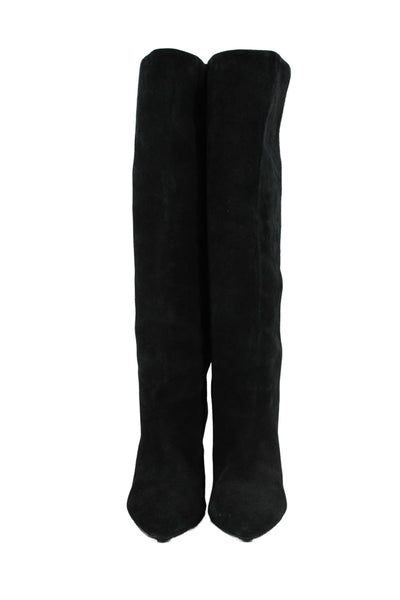 Isabel Marant Suede Pointed Toe Knee High Boots Black Size 37 7