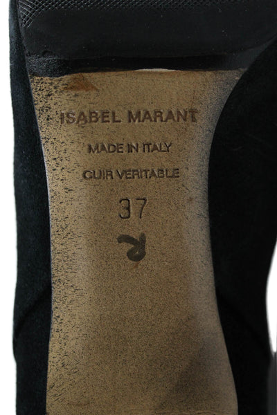 Isabel Marant Suede Pointed Toe Knee High Boots Black Size 37 7