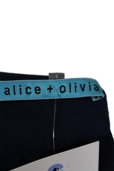 Alice + Olivia Women Blue Long Sleeve Round Neck Blouse Nylon Size L