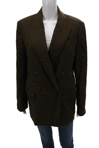 ALC Women Wool Blazer Green Long Sleeve Button Size 12