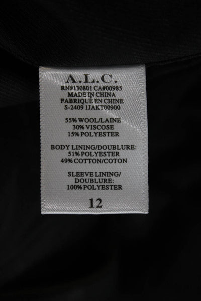 ALC Women Wool Blazer Green Long Sleeve Button Size 12