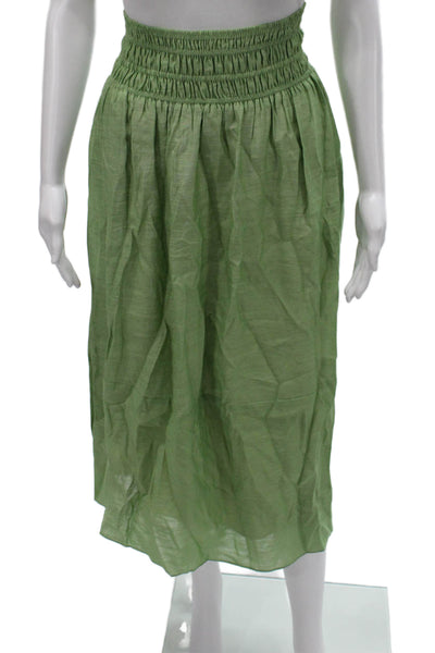 Vince Women A-Line Skirt Green Rayon Long Pull On Size M