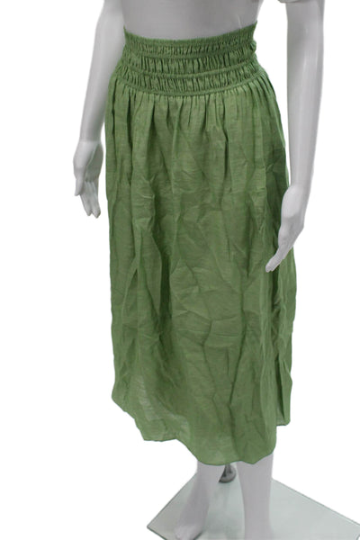 Vince Women A-Line Skirt Green Rayon Long Pull On Size M